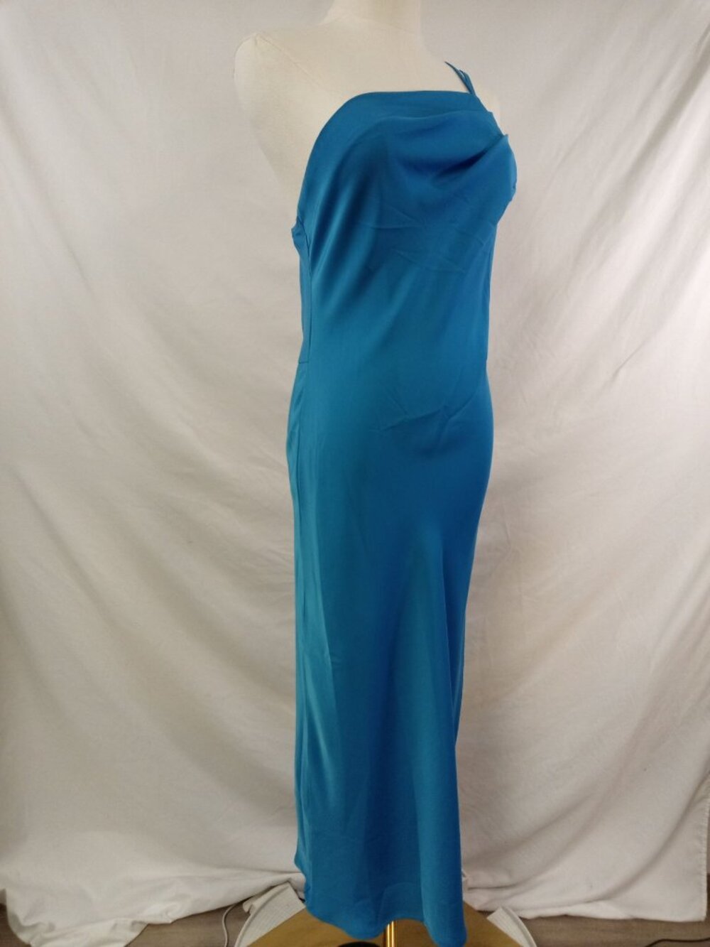 NWT Pretty Garden Women's Electric (Teal) Blue One Shoulder Mini Dress Size Sma - Picture 3 of 9